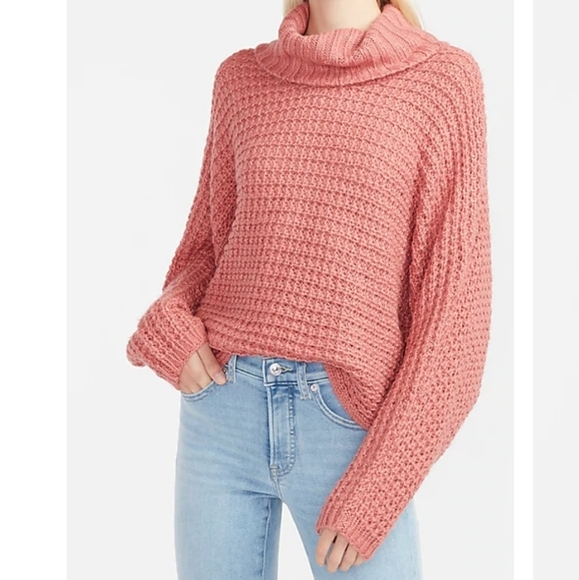 Express Sweaters - Express Oversized Open Stitch Cowl Neck Sweater
